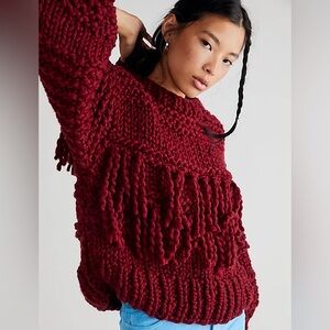 NWT Free People x Loopy Mango handmade wool fringe sweater